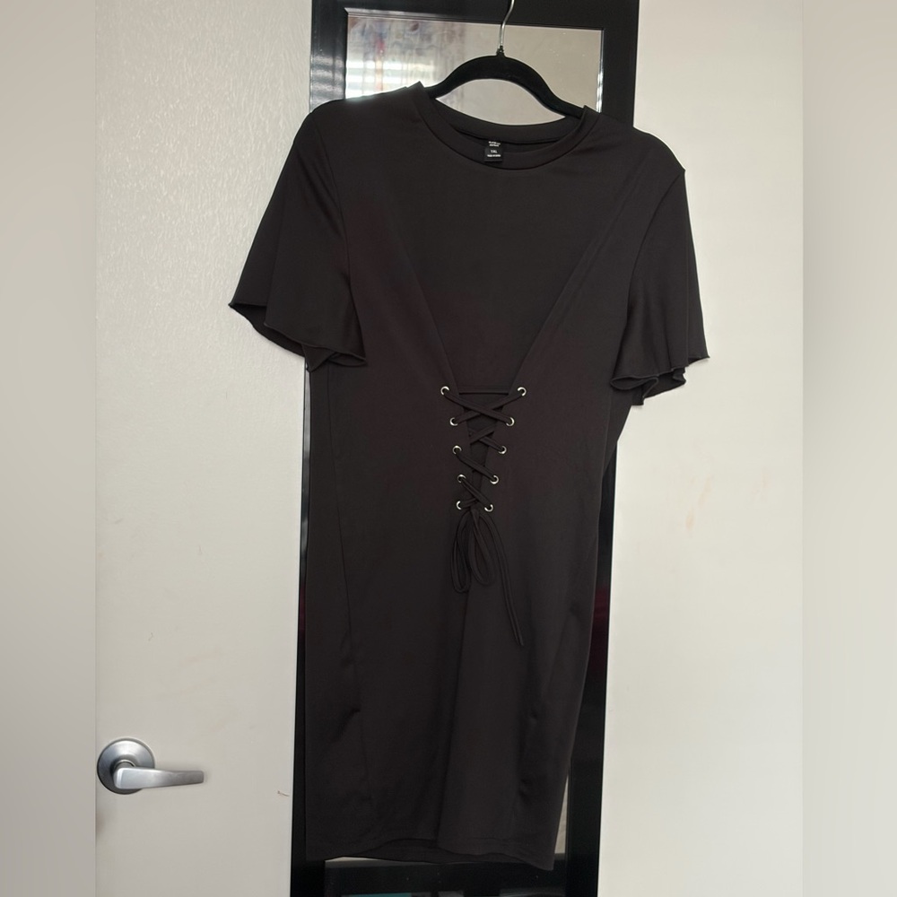 Black corset Lace-Up T-Shirt Dress
